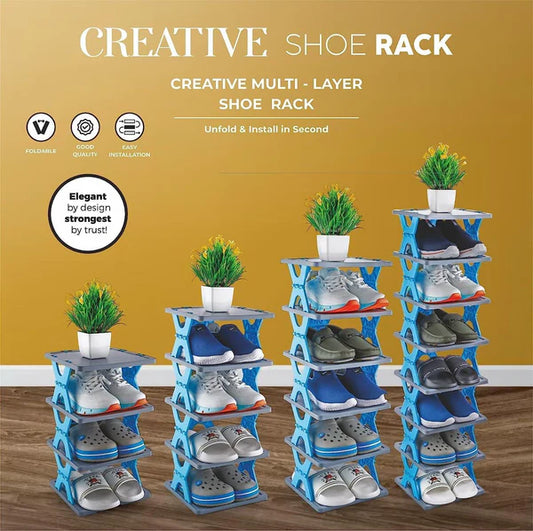 QuickFold™ Smart Foldable Shoes Shelf 4 Tier Shoe Rack